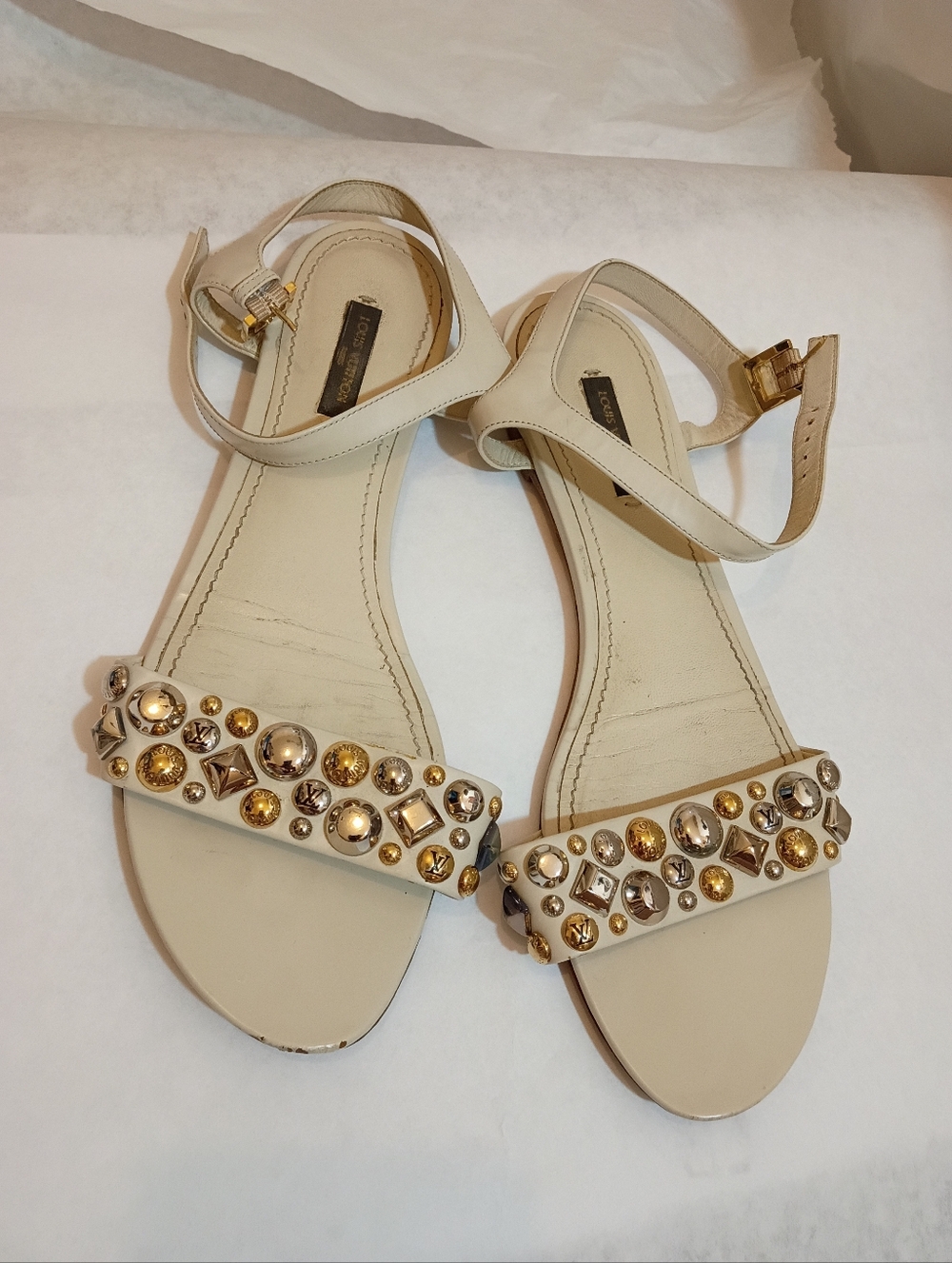 Louis Vuitton studded Luxury Women's sandals Logo Size 40